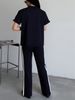 Women's Color Block Two Piece Set Casual Crew Neck Short Sleeve T-Shirt And Straight Leg Pants_ecoleips.com