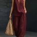 2026 New European And American Style Sleeveless Loose Shoulder Set For Women's Summer Casual Wide Leg Pants, Two Piece Set, Fashionable Trendy Style_ecoleips.com