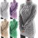 Chunky Knit Turtleneck Sweater Dress – Retro Cable Stitch Long Sleeve Pullover With Colorblock Detail, Plus Size Friendly Winter Wardrobe Staple_ecoleips.com