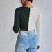 Voya Women's Contrasting Splicing Car Stitching Exposed Short Waffle Long Sleeved T-shirt Autumn/winter Versatile Top_ecoleips.com