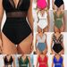 Women's Clothing New Solid Color Mesh Backless Sexy Bikini One Piece Swimsuit_ecoleips.com
