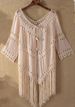 Women's Clothing Stitching Tassel Solid Color Woven Hollow Sunscreen Top_ecoleips.com