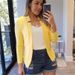 Women's Casual Blazer Jacket - Slim Fit Polyester Office Wear With Notch Lapel, Long Sleeve, Solid Color (White, Pink, Yellow, Red, Black) - S-5xl_ecoleips.com