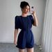 Women's Clothing High End Simple Puff Sleeve Solid Color Shorts Jumpsuit Women's Clothing Spring And Summer_ecoleips.com