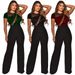 Women's Clothing Sequin Stitching Wide Leg Pants Short Sleeved Jumpsuit_ecoleips.com