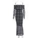 Women's New Arrival Fashion Sexy Off Shoulder Long Sleeve Sheer Mesh Polka Dot Slim Fitted Elegant Casual Cocktail Dress_ecoleips.com