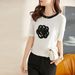 Women's Clothing Sweater For Women Summer New Style Camellia Three Dimensional Towel Embroidered Top Loose Short Sleeved T Shirt_ecoleips.com