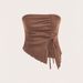Women's Clothing Summer New Style Drawstring Slit Irregular Waffle Slim Fit Tube Top Vest Top_ecoleips.com