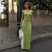 Women's Clothing Elegant V Neck Knitted Midi Skirt Set With Flutter Sleeve Top And Long Skirt Style Summer For Formal & Casual_ecoleips.com