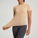 Women's Clothing Yoga Short Sleeved High Elastic Nude Breathable T Shirt Tops Sports Running Fitness Clothes_ecoleips.com