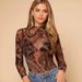 Women's Paisley Print Mesh Long Sleeve T-Shirt With Stand Collar – Stylish & Breathable Casual Top For Streetwear & Everyday Wear_ecoleips.com