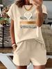 Women’s 2 Piece Outfit Set – Oversized Graphic T-Shirt And Biker Shorts Matching Set, Casual Summer Lounge Tracksuit For Daily Wear-325_ecoleips.com