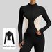 Women's Color Block Slim Fit Yoga Jacket Polyester Sports Fitness Running Sweatshirt_ecoleips.com