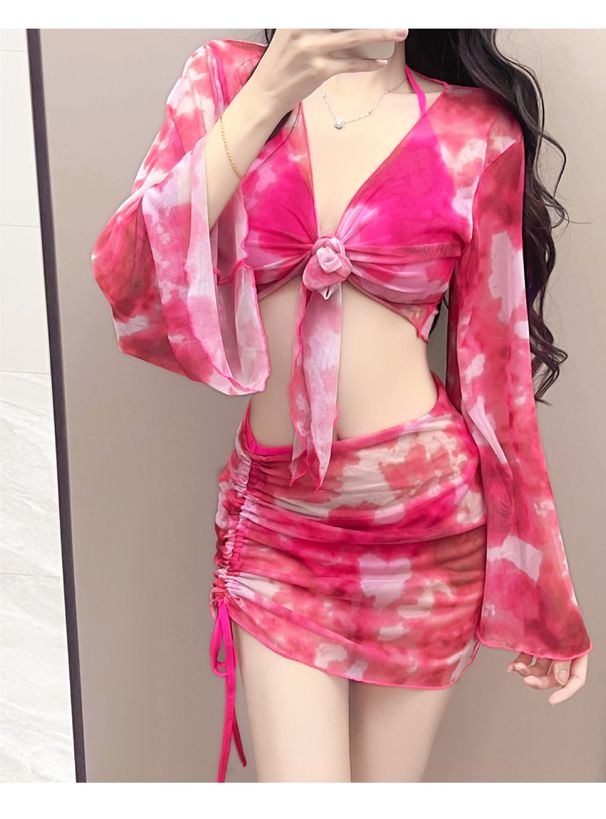 Women's Conservative Four Piece Bikini Swimsuit Set With Long Sleeves Slimming Flattering Design For All Seasons_ecoleips.com
