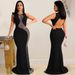 Women’s Clothing Nightclub Style Sexy Hot Diamond Mesh See Through Sleeveless Backless Long Skirt Dress For Women_ecoleips.com