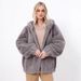 Unisex Eco Faux Fur Zip Hoodie – Trendy Winter Fleece Jacket With Cozy Pockets & Windproof Design (Dark Grey/Light Grey) – Streetwear Oversized Fit_ecoleips.com