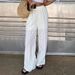 ZOEVA Women's Summer Solid Color Hollow Embroidery Casual Elastic Waist Trousers Casual Versatile_ecoleips.com