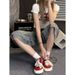 Vintage Washed Denim Capri Pants – High Street Wide-Leg Cropped Jeans For Women (Blue, S-4XL, Relaxed Fit, Stretch Comfort, Summer)_ecoleips.com