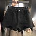 K Women's New Oversized Loose A-line Ripped Denim Shorts With Rough Edges_ecoleips.com