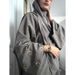 Modest Abaya Dress Elegant Moon Embroidery Open Front Cardigan – Modest Batwing Sleeve Cover-Up (Dark Grey, S-XXL)_ecoleips.com
