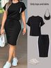 Fashion Off Shoulder T-Shirt Skirt Set Style Simple Design Bodycon Skirt 2 Piece Women's Clothing Set_ecoleips.com