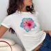 Qi Duo Cross-Border Summer European American Sweet And Spicy Style Top Round Neck Pullover Short Sleeve Letter Print_ecoleips.com