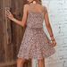 In Stock-92050# Cro-border European And American Foreign Trade Women's Floral Slim-fit V-neck Backle Strap_ecoleips.com