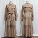 Modest Abaya Dress/Muslim Dress Women Elegant Plus Size Dress With Lace Trim, Bubble Sleeves & Tie-Waist – Flowy A-Line Long Dress_ecoleips.com