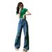 2026 Trendy Personalized Ripped Jeans Women's Green Top Two-Piece Set LC1030_ecoleips.com