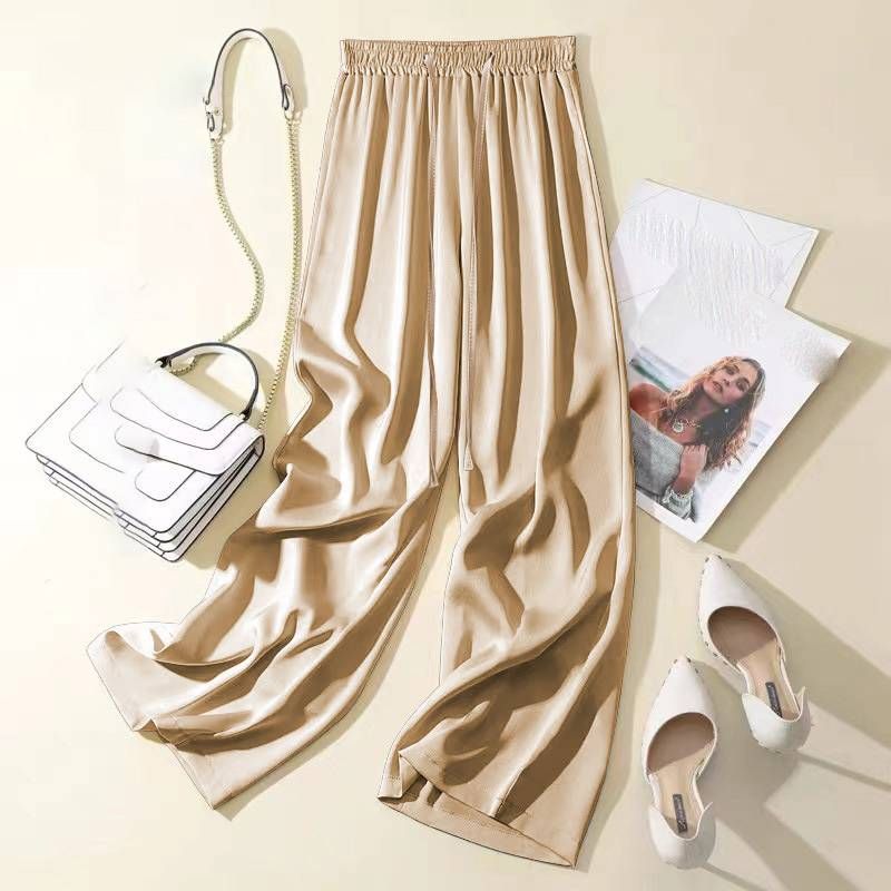Women's Clothing Wide Leg Pants Summer High Waist Loose Drape Mopping Pants_ecoleips.com