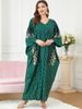 Modest Luxury Abaya Dress Gold Embroidery & Batwing Sleeves (Breathable Polyester, Versatile One-Size Flow For Prayer & Evening Gatherings)_ecoleips.com