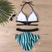 Women's Clothing Plus Size Cross-Strap Triangle Bikini Set - Strappy Swimsuit For Spring Fashion Regular Fit Polyester_ecoleips.com