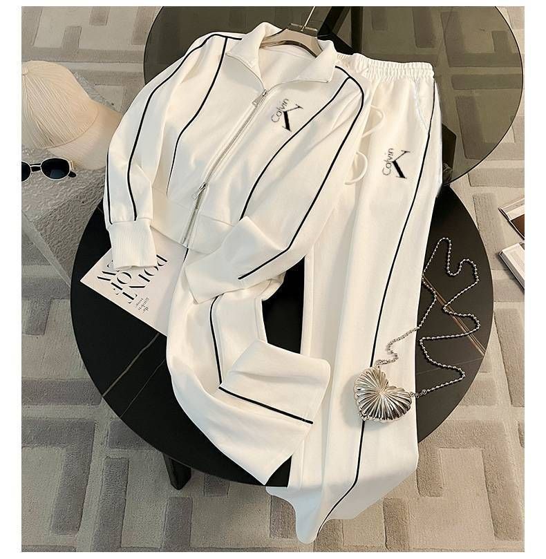 Women's Clothing Women's Solid Color Long Sleeved Zipper Cardigan Jacket Sportswear Set Casual Fashion For Formal & Casual_ecoleips.com