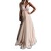 Women's Clothing Autumn Solid Color V-neck Suspender Fashion Temperament Dress Mesh Dress Long Skirt For Women_ecoleips.com