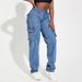 2025 new cross border foreign trade American retro mid waist multi pocket workwear jeans for women casual straight pants_ecoleips.com