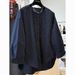 Navy Blue Striped Round-neck Long-sleeve Shirt Women, Korean Style, Simple And Elegant, Loose Casual Top For Autumn_ecoleips.com