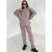Autumn And Winter Patchwork Design Knitted Fleece Sweatshirt Pencil Pants Two-Piece Suit For Women_ecoleips.com