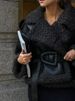 Women’s Black Long Faux Fur Leather Trench Coat – Belted Oversized Streetwear Jacket For EU/US (S-L, Edgy & Elegant)_ecoleips.com
