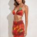Women's Clothing European And American Style Printed Backless Bikini Three Piece Swimsuit, Long Tulle Skirt Swimsuit_ecoleips.com