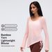 Loose V Neck Long Sleeved Cover Up, Pleated Waist Slimming Sports T Shirt, Lightweight Quick Drying Yoga Top, D26100_ecoleips.com