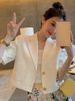 Women's Clothing Women's Style Pink Short Sleeved Suit Jacket For Summer Sophisticated And Mature Vibe Long Sleeve For Formal & Casual_ecoleips.com