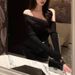 Women's Rhinestone Embellished Off-Shoulder Knit Top - Ice Silk Glitter Sweater For Date Night And Evening Wear_ecoleips.com