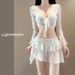 Women's Long Sleeved Bikini Swimsuit Solid Color Two Piece Four Piece Set Sun Protective Sexy Hot Spring Swimwear Professional_ecoleips.com