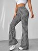 K New Fashionable Retro Thousand Bird Grid High Waist Slim Fit Floor Dragging Casual Micro Pull Up Pants_ecoleips.com
