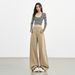 Khaki Straight-leg Jeans For Women, New Autumn/winter 2025, High-waisted, Loose, Slimming, Versatile, Wide-leg,_ecoleips.com