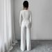 Autumn/Winter Casual Sportswear Set for Women Slimming High Waisted Knit Sweater Wide Leg Pants Two Piece Workout Clothes_ecoleips.com