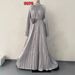 Modest Abaya Dress Elegant Printed Pleated Off-Shoulder Maxi Dress With High Slit – Trendy Streetwear & Feminine Style For Women_ecoleips.com