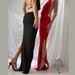Women's Clothing Elegant Halter Neck V Neck Backless Dress Side Slit Autumn Winter Sexy Clothing_ecoleips.com
