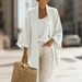 Women's Loose Comfortable Solid Color Camisole Shirt Jacket Two Piece Set Casual Elegant Fashion Spring/Summer Polyester_ecoleips.com