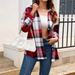 Spring Women's Casual Fashion Shirt With Checkered Pattern, Long Sleeves, And Turned-Down Collar_ecoleips.com